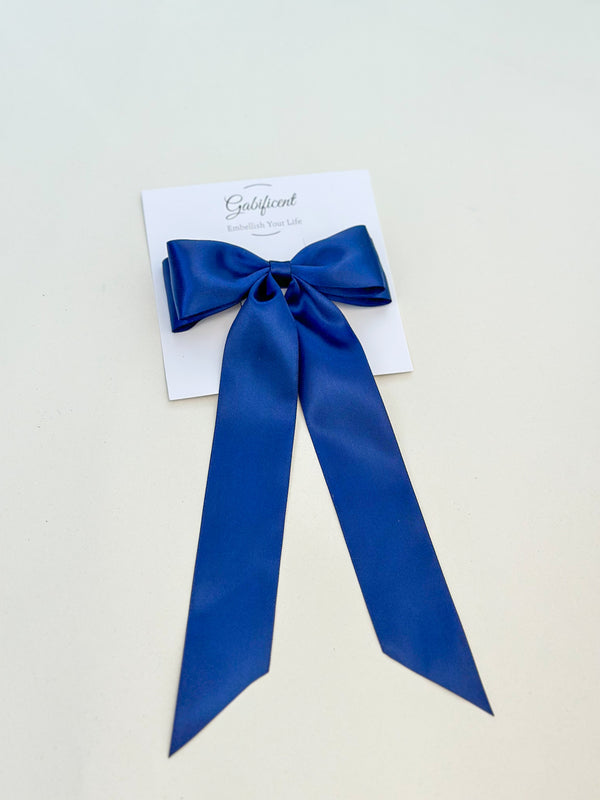 Navy Blue hair bow - Satin Gabificent