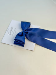 Navy Blue hair bow - Satin Gabificent