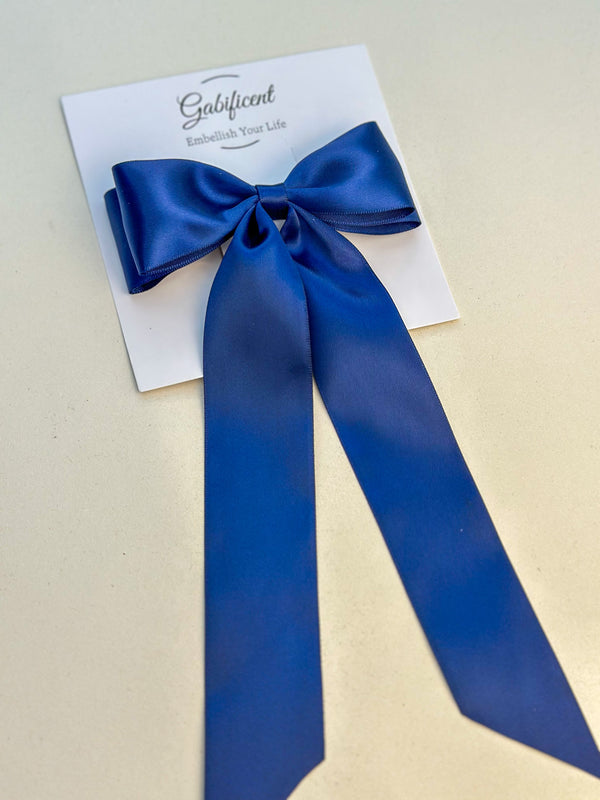Navy Blue hair bow - Satin Gabificent