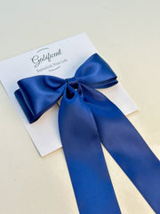 Navy Blue hair bow - Satin Gabificent