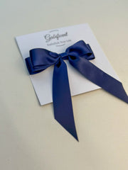 Navy hair bow - Satin Gabificent
