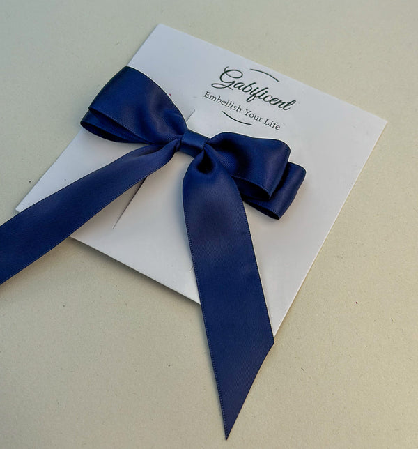 Navy hair bow - Satin Gabificent