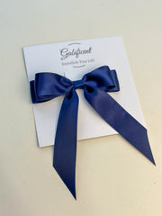 Navy hair bow - Satin Gabificent