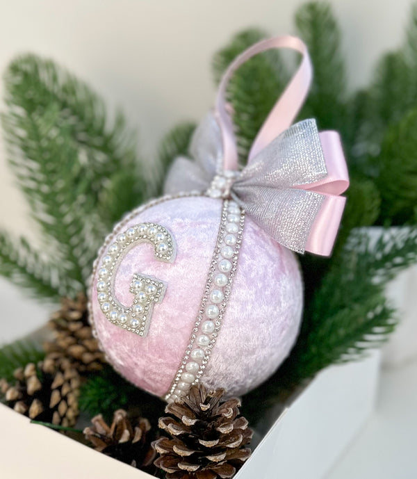 Personalised Christmas Bauble - Light Pink - Gabificent