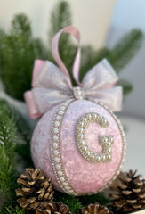 Personalised Christmas Bauble - Light Pink - Gabificent