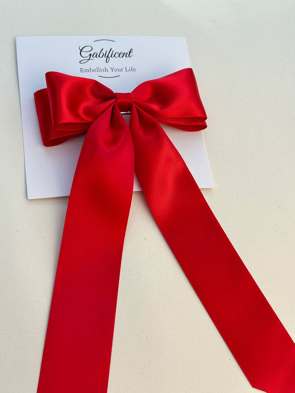 Red hair bow - Satin Gabificent