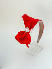Red headband with bow and feathers - Gabificent