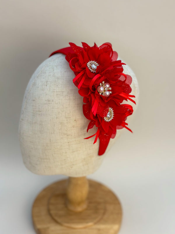 Red headband with flowers Gabificent