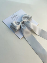 Silver hair bow - Satin Gabificent