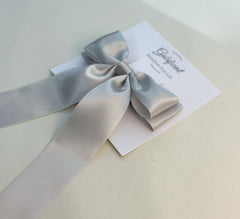 Silver hair bow - Satin Gabificent