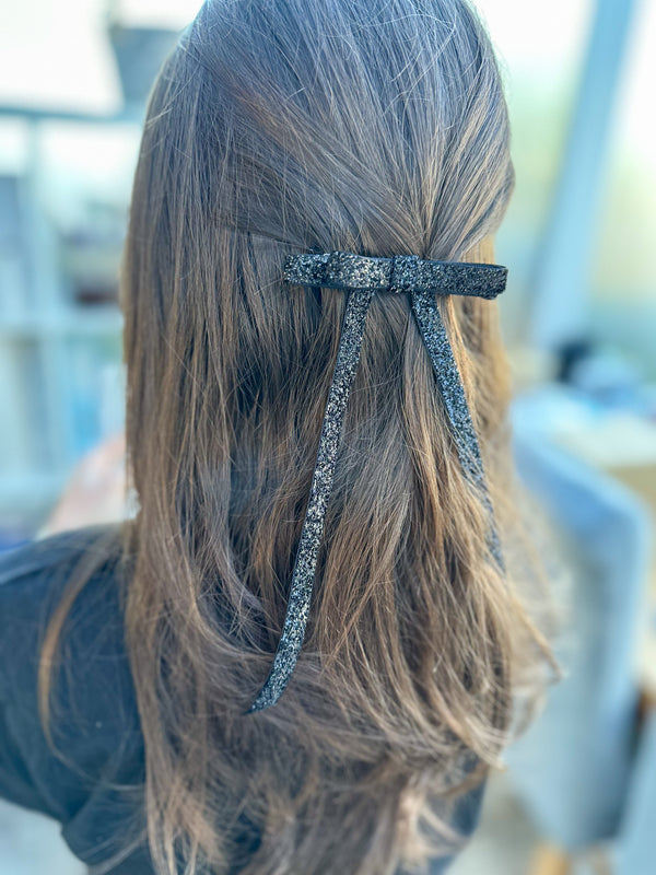 Sparkly Velvet hair Bow- Black Gabificent