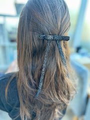 Sparkly Velvet hair Bow- Black Gabificent
