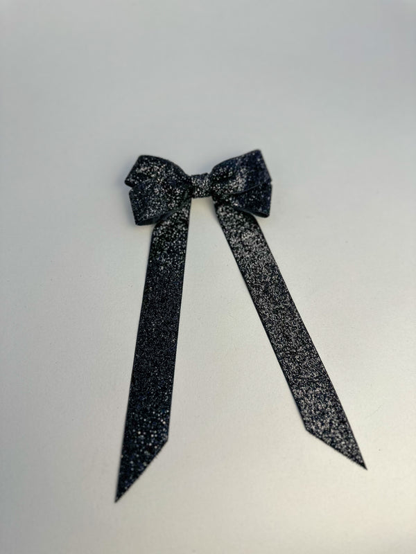Sparkly Velvet hair Bow- Black Gabificent
