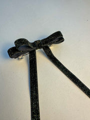 Sparkly Velvet hair Bow- Black/Gold Gabificent