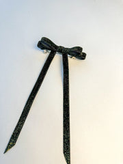 Sparkly Velvet hair Bow- Black/Gold Gabificent
