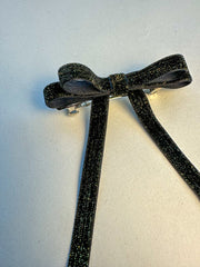Sparkly Velvet hair Bow- Black/Gold Gabificent