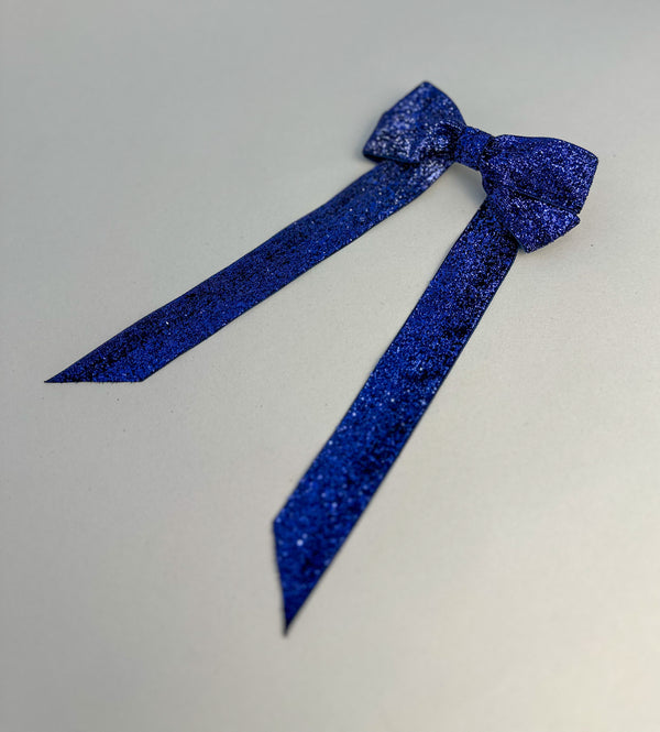 Sparkly Velvet hair Bow- Blue Gabificent