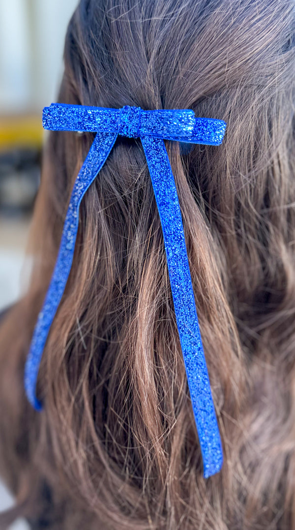 Sparkly Velvet hair Bow- Blue Gabificent