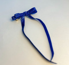 Sparkly Velvet hair Bow- Blue Gabificent
