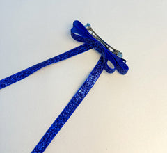 Sparkly Velvet hair Bow- Blue Gabificent