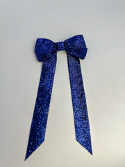 Sparkly Velvet hair Bow- Blue Gabificent