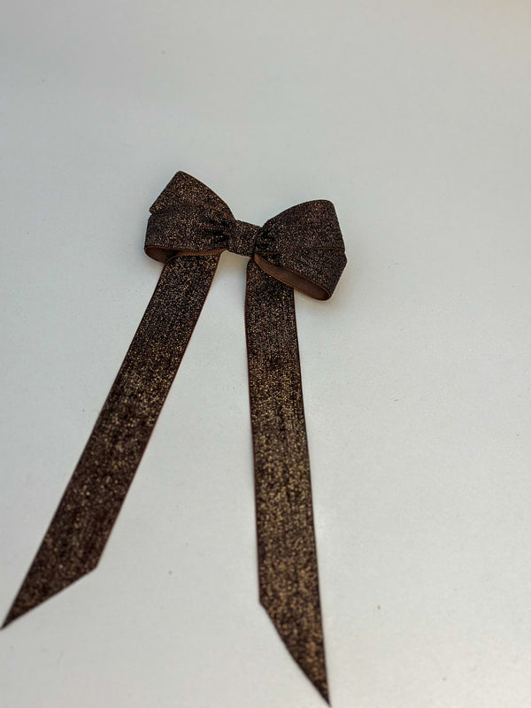 Sparkly Velvet hair Bow- Brown Gabificent