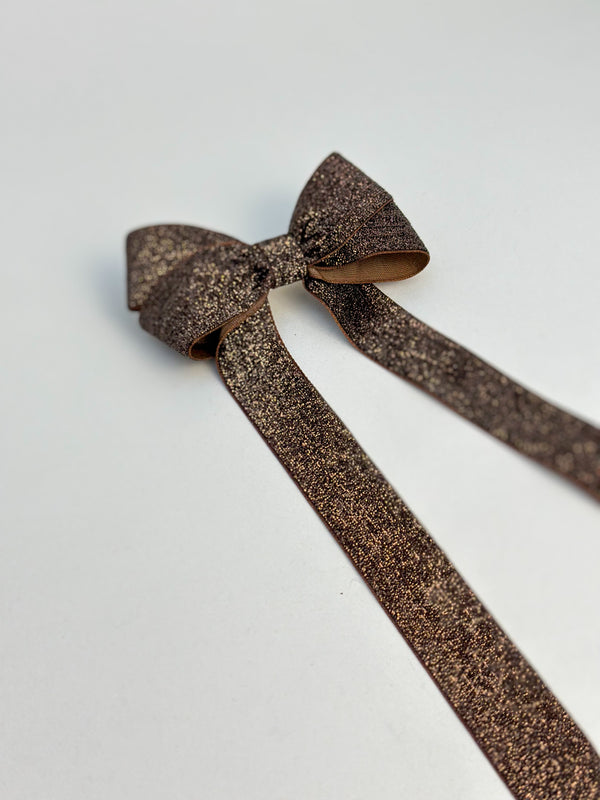 Sparkly Velvet hair Bow- Brown Gabificent