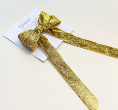 Sparkly Velvet hair Bow- Gold Gabificent