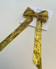 Sparkly Velvet hair Bow- Gold Gabificent
