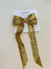 Sparkly Velvet hair Bow- Gold Gabificent