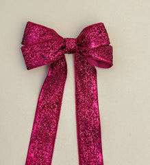 Sparkly Velvet hair Bow- Pink Gabificent
