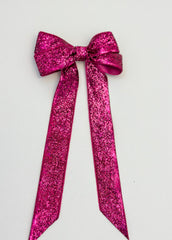 Sparkly Velvet hair Bow- Pink Gabificent