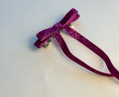 Sparkly Velvet hair Bow- Pink Gabificent