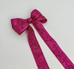 Sparkly Velvet hair Bow- Pink Gabificent