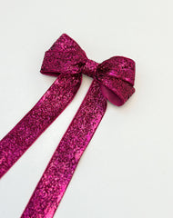 Sparkly Velvet hair Bow- Pink Gabificent