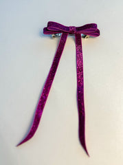 Sparkly Velvet hair Bow- Pink Gabificent