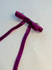 Sparkly Velvet hair Bow- Pink Gabificent