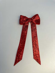 Sparkly Velvet hair Bow- Red Gabificent