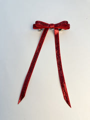 Sparkly Velvet hair Bow- Red Gabificent