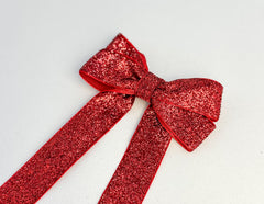 Sparkly Velvet hair Bow- Red Gabificent