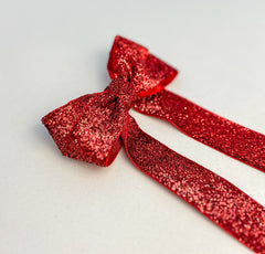Sparkly Velvet hair Bow- Red Gabificent