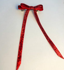 Sparkly Velvet hair Bow- Red Gabificent