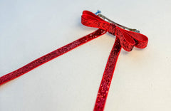 Sparkly Velvet hair Bow- Red Gabificent