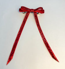 Sparkly Velvet hair Bow- Red Gabificent