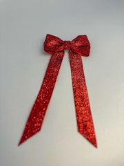 Sparkly Velvet hair Bow- Red Gabificent
