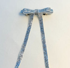 Sparkly Velvet hair Bow- Silver Gabificent