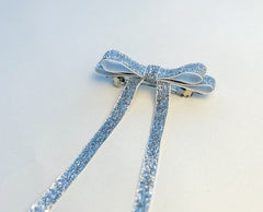 Sparkly Velvet hair Bow- Silver Gabificent