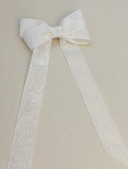 Sparkly Velvet hair Bow- White Gabificent