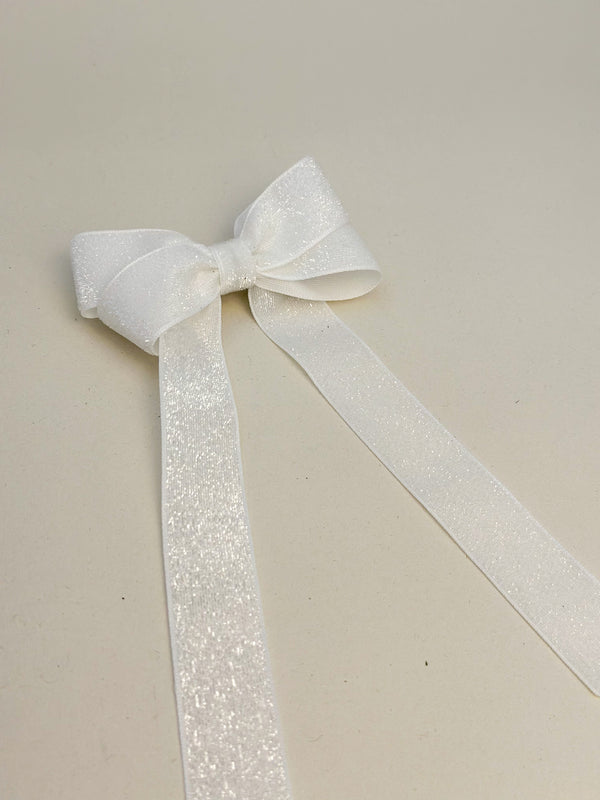 Sparkly Velvet hair Bow- White Gabificent
