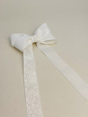 Sparkly Velvet hair Bow- White Gabificent